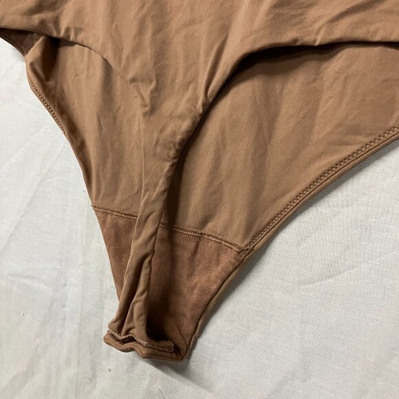 Auden Women's L Brown 4-Way Stretch Cami Bodysuit Adjustable Straps Scoop Neck - Picture 5 of 12